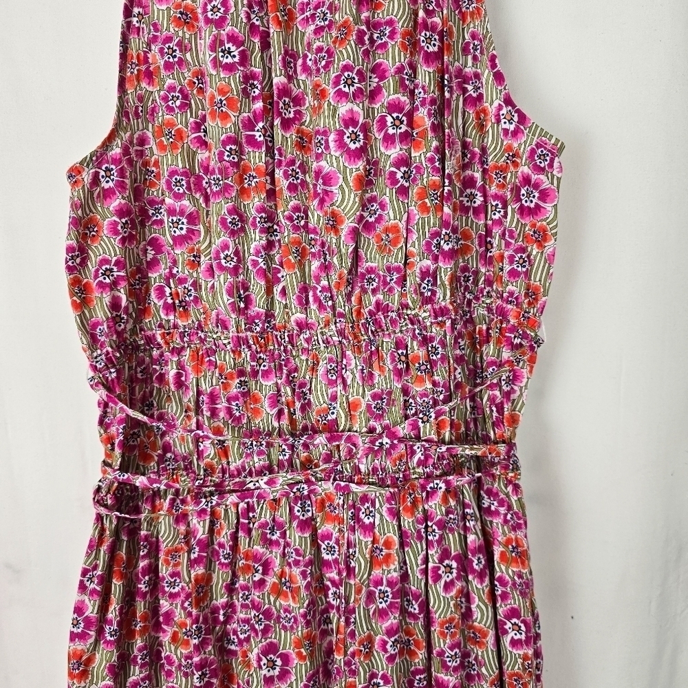 J. Crew Tie-Waist Halter Dress Liberty Ellie Fabric Ellie Ruth Pink Midi Dress - Picture 11 of 13